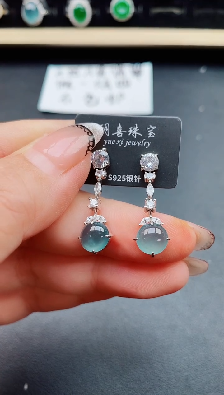 翡翠戒指银S925镶嵌21321