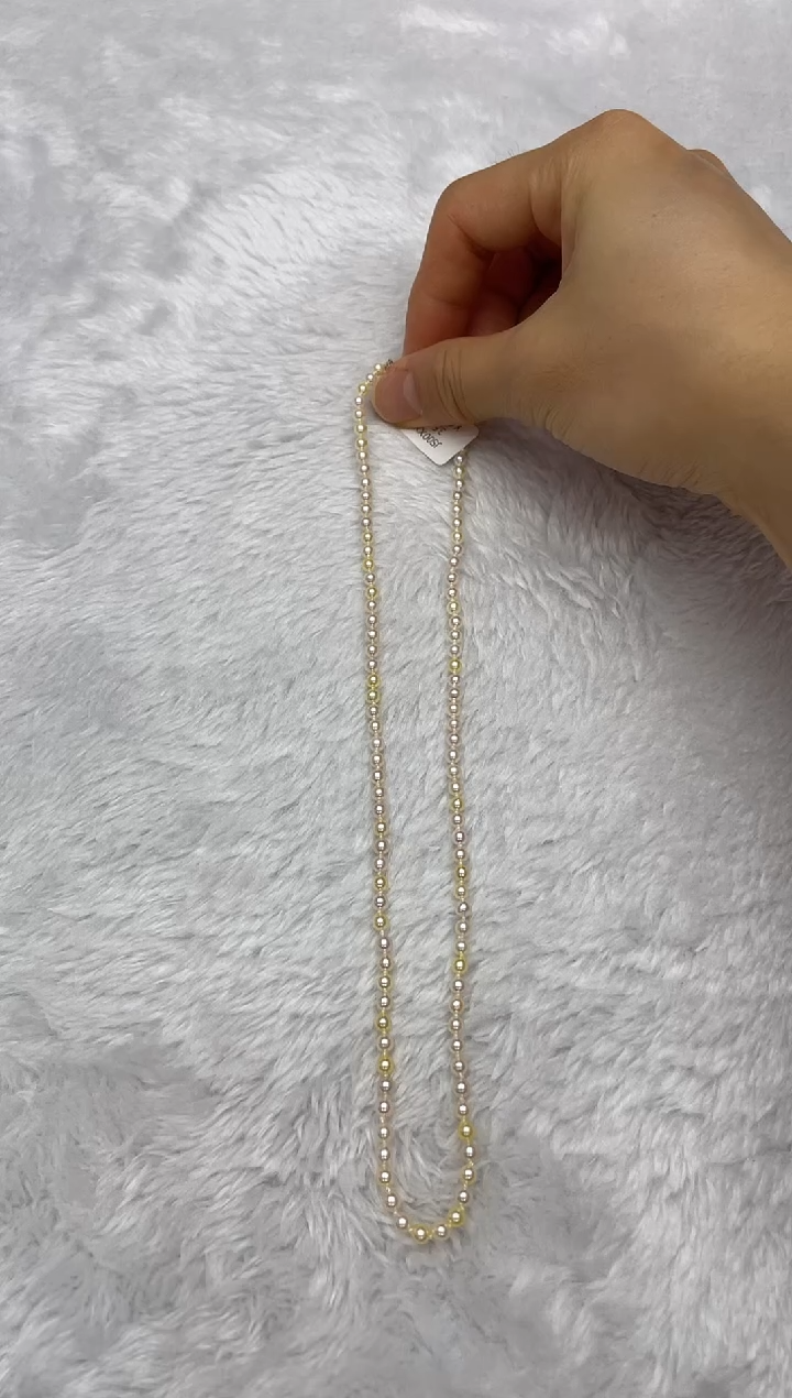 项链银S925镶嵌海水珍珠AK羽皇金3.5-4mm