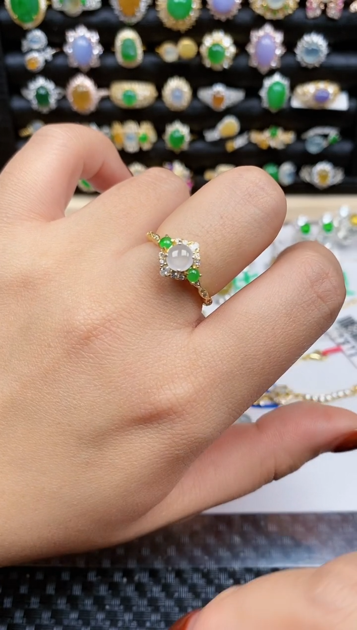 银S925镶嵌戒指翡翠258