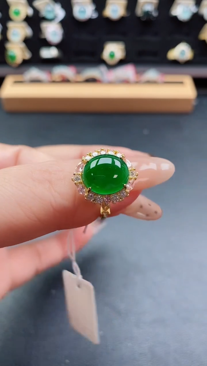 银S925镶嵌戒指翡翠1