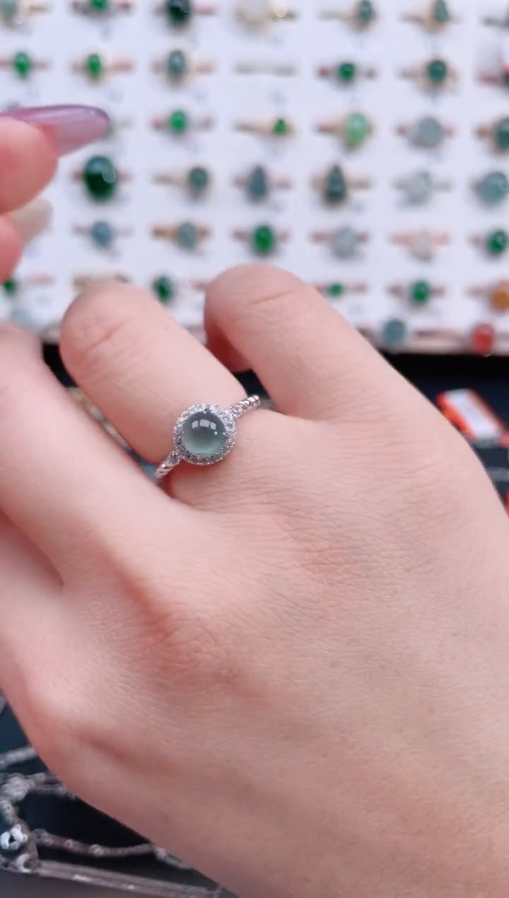 银S925镶嵌戒指翡翠天然翡翠
