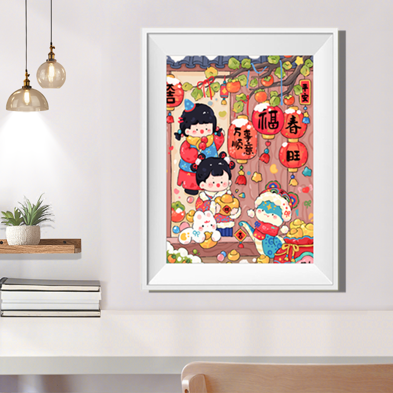 钻石画2025新款客厅卧室小件柿柿如意手工贴钻十字绣满钻风景画