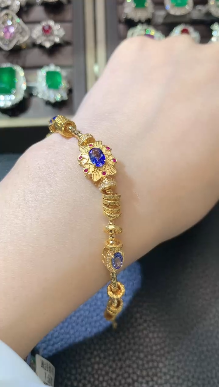 【闪购商品】蓝宝石手链18K金镶嵌D31多样性发一件