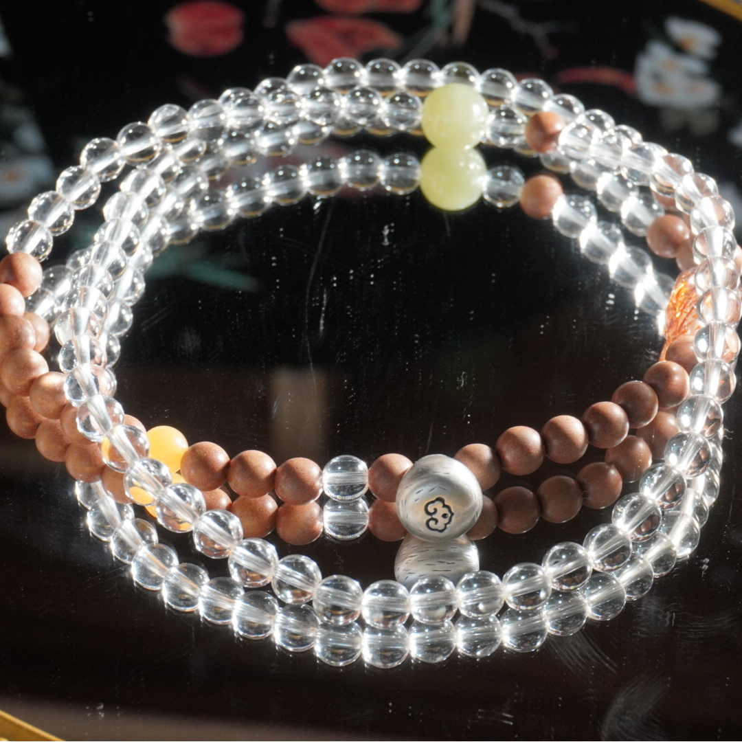 人间山茶A2-1089白水晶双圈手链净净【禅】静静