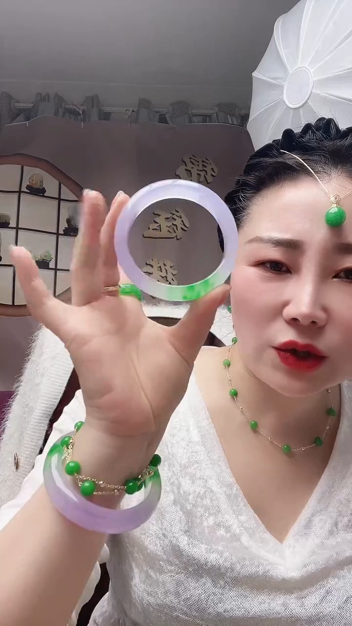 【闪购商品】砖雕紫绿新款60圈口银色随机