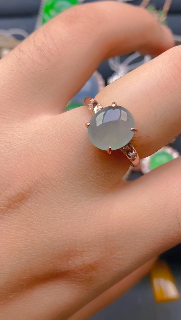 【闪购商品】翡翠戒指银S925镶嵌天然A货翡翠1