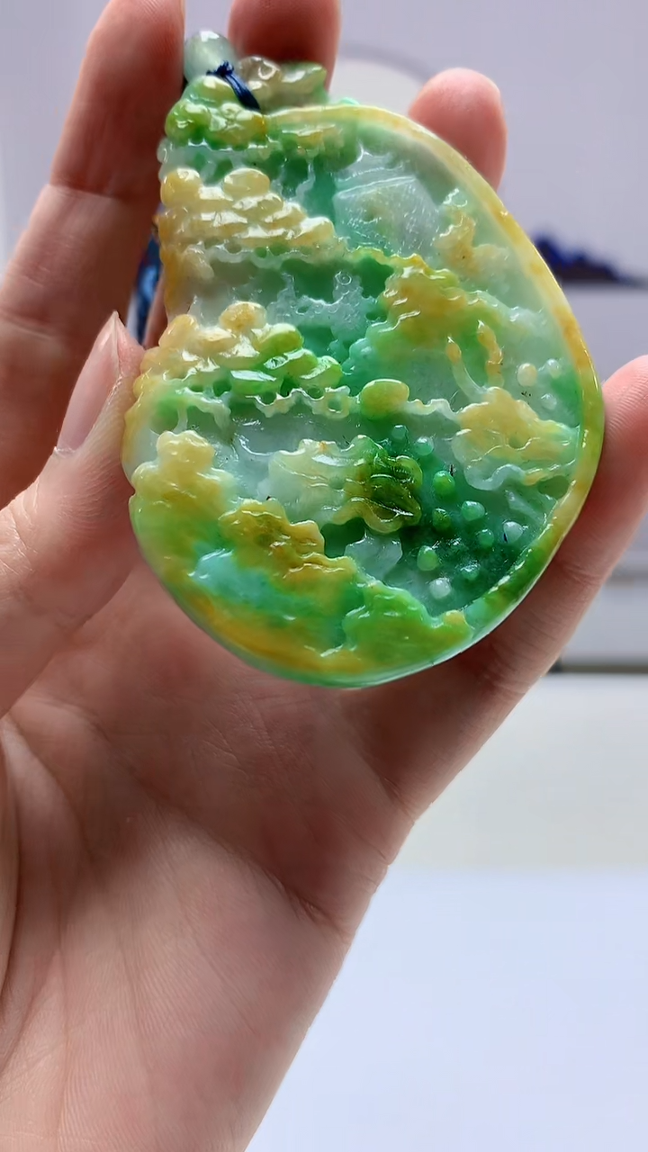 【闪购商品】定制翡翠未镶嵌4917zm-毛货挂件山水198