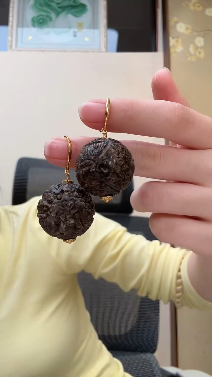 琥珀未镶嵌耳饰耳环