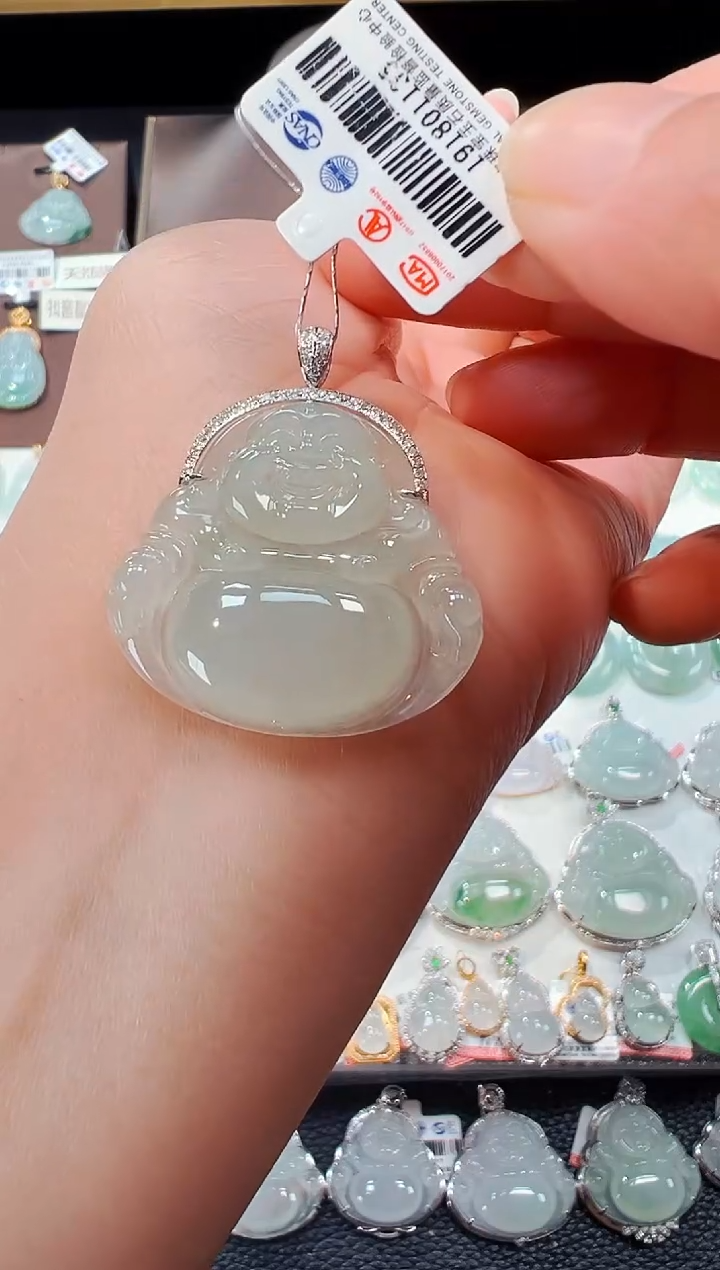 【闪购商品】翡翠吊坠(不含链)18K金镶嵌佛公吊坠1135