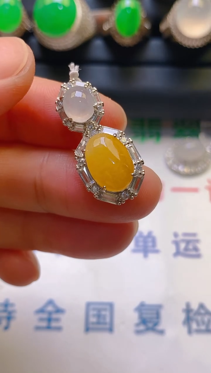 【闪购商品】翡翠耳饰银S925镶嵌天然A货翡翠1