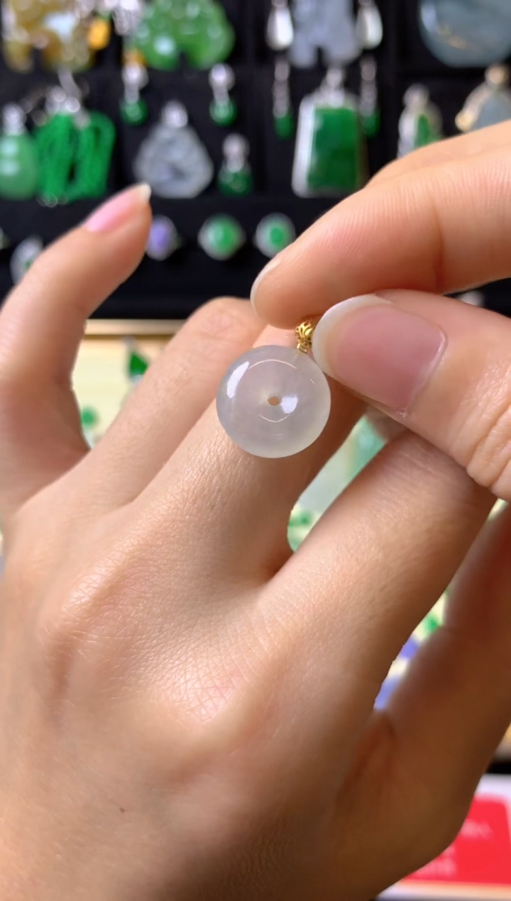 【闪购商品】翡翠颈饰18K金镶嵌成品吊坠