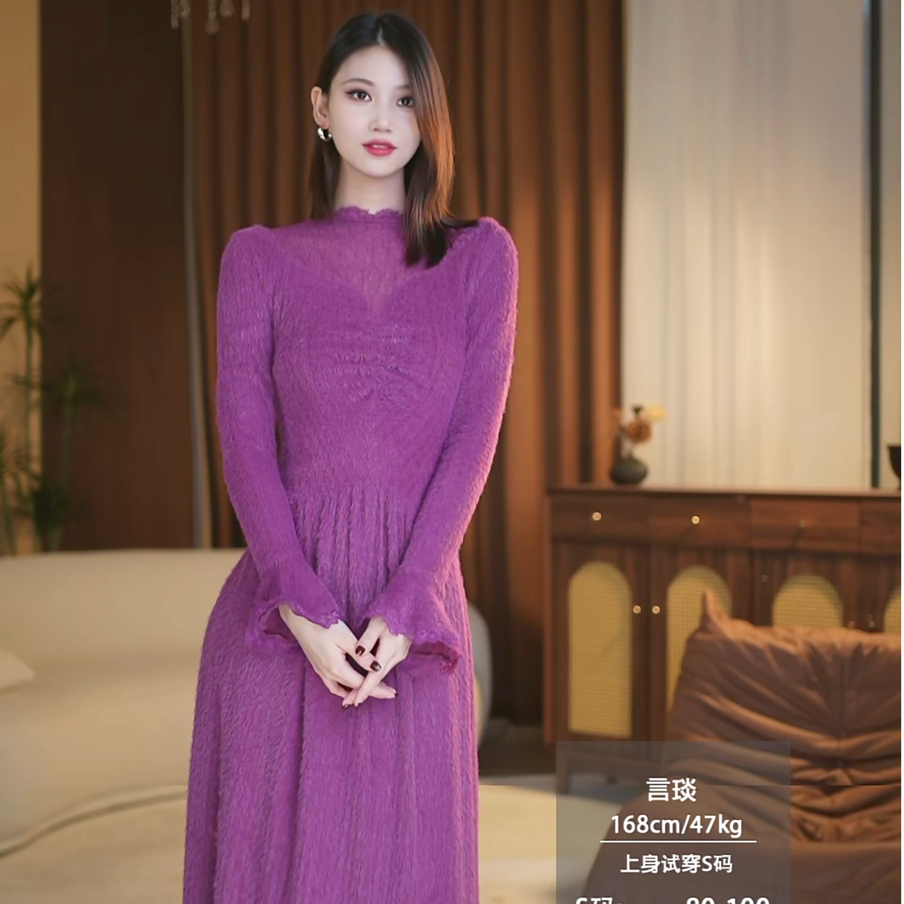 【言琰专属】安东尼娅 冬季日常时尚高领优雅收腰连衣裙-YL20064