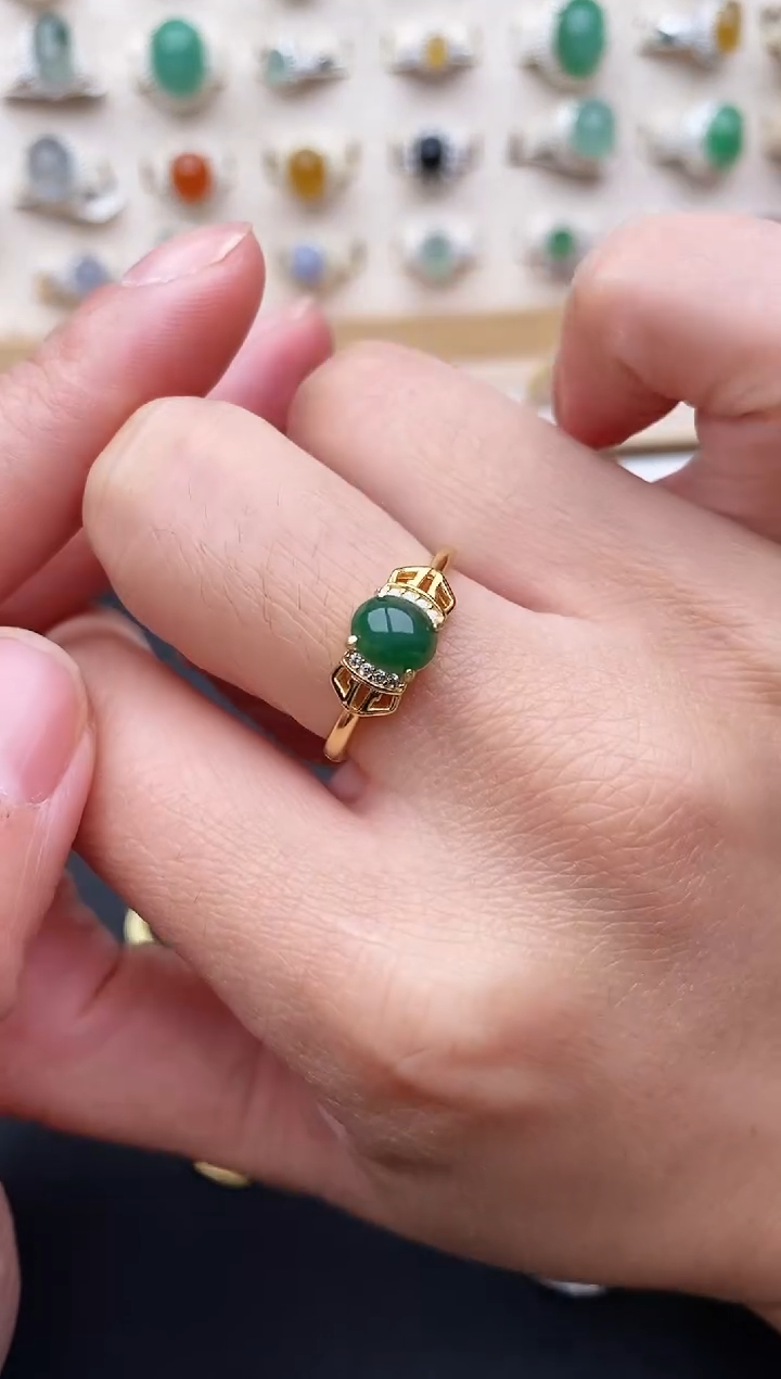 【闪购商品】翡翠戒指银S925镶嵌天然翡翠111   2+