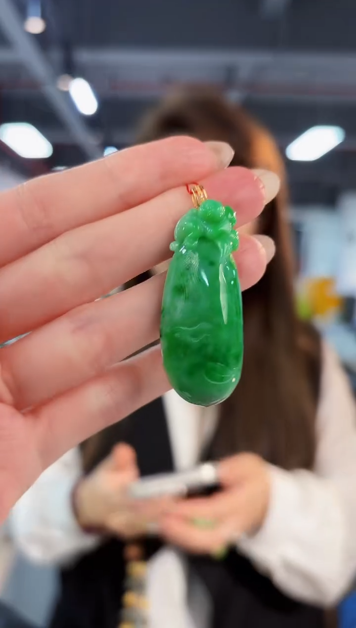 【闪购商品】翡翠颈饰18K金镶嵌缅料A货/支持复检/一件