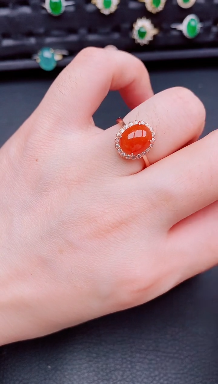 【闪购商品】翡翠戒指银S925镶嵌天然a货翡翠181