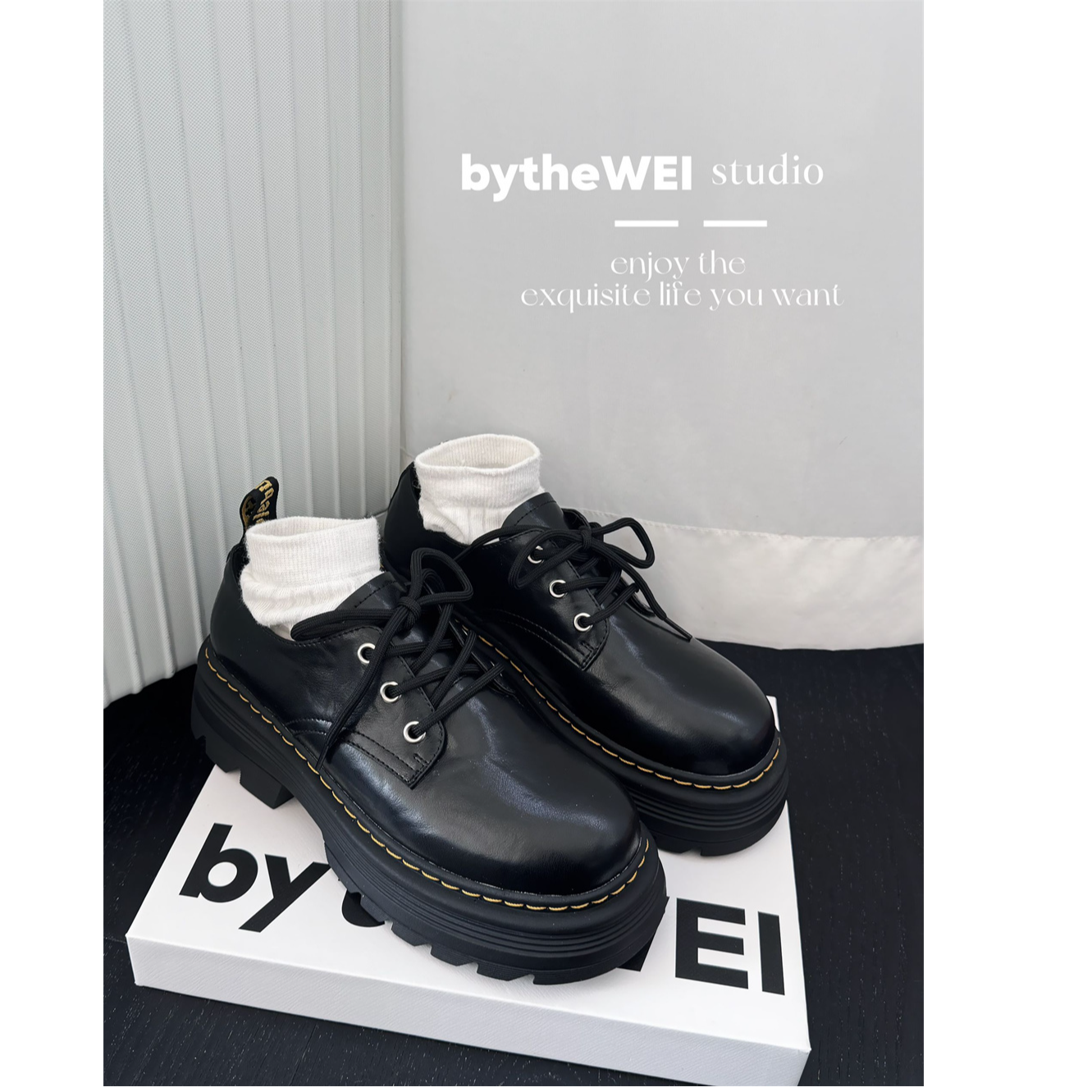 bytheWEI【秘密小皮鞋】2025春季新款手抓纹德比小皮鞋女厚底乐福鞋