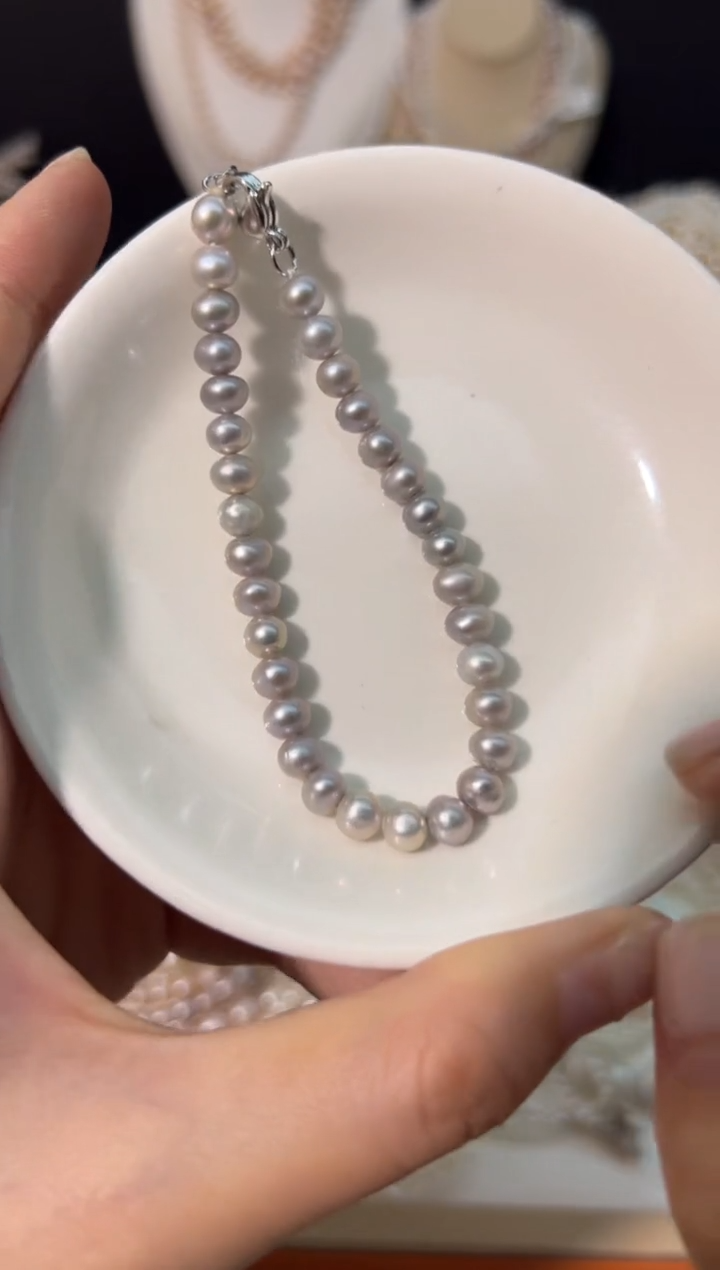 【闪购商品】淡水珍珠8未镶嵌灰色*珍珠手链