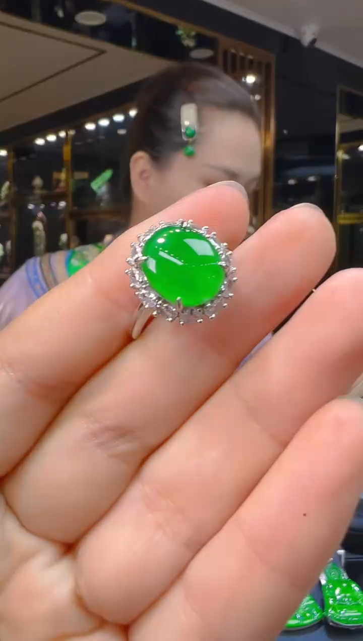 翡翠戒指银S925镶嵌170（多样性发其一）