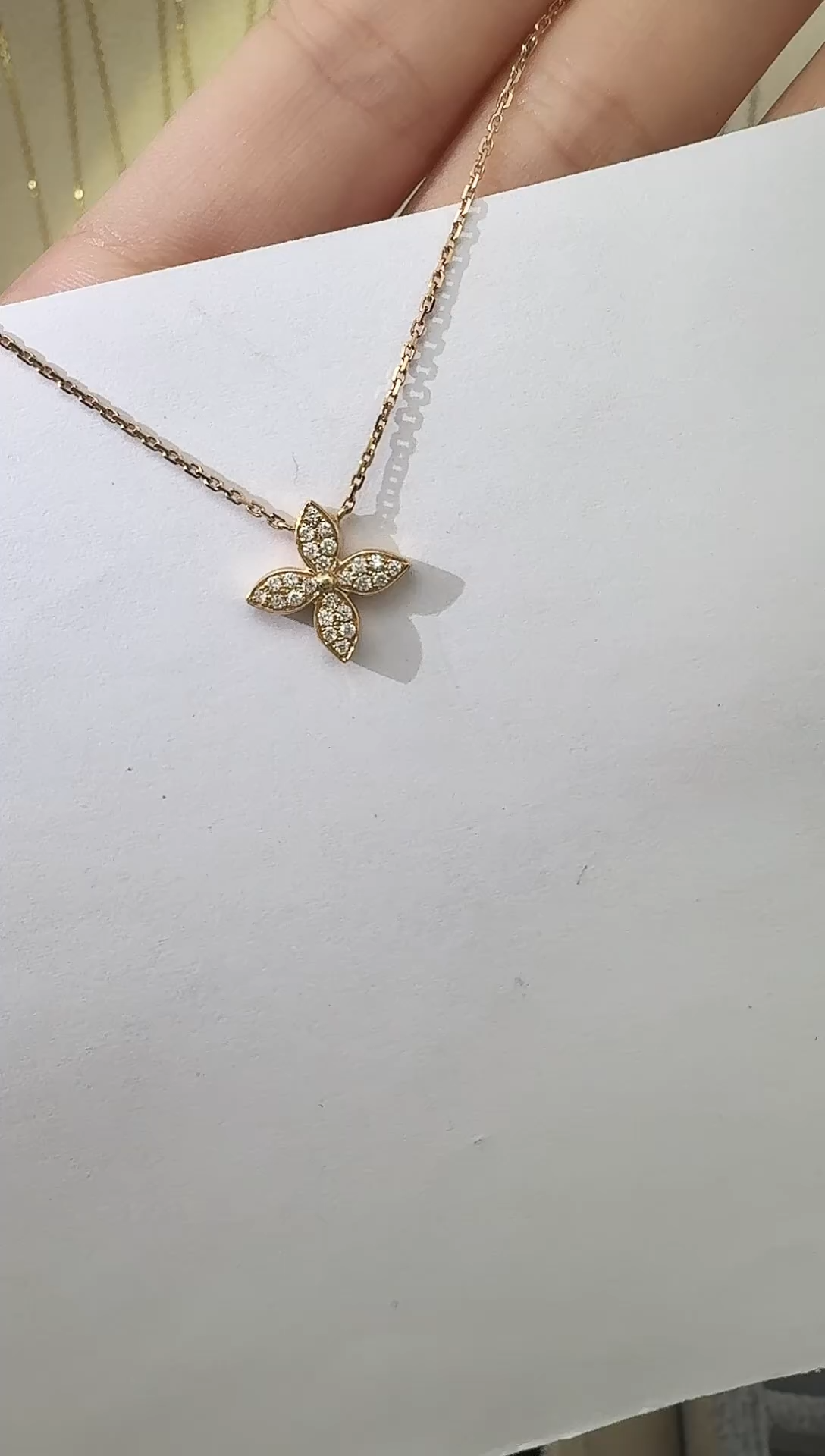 【闪购商品】钻石项链18K金镶嵌单花18k金吊坠玫瑰金