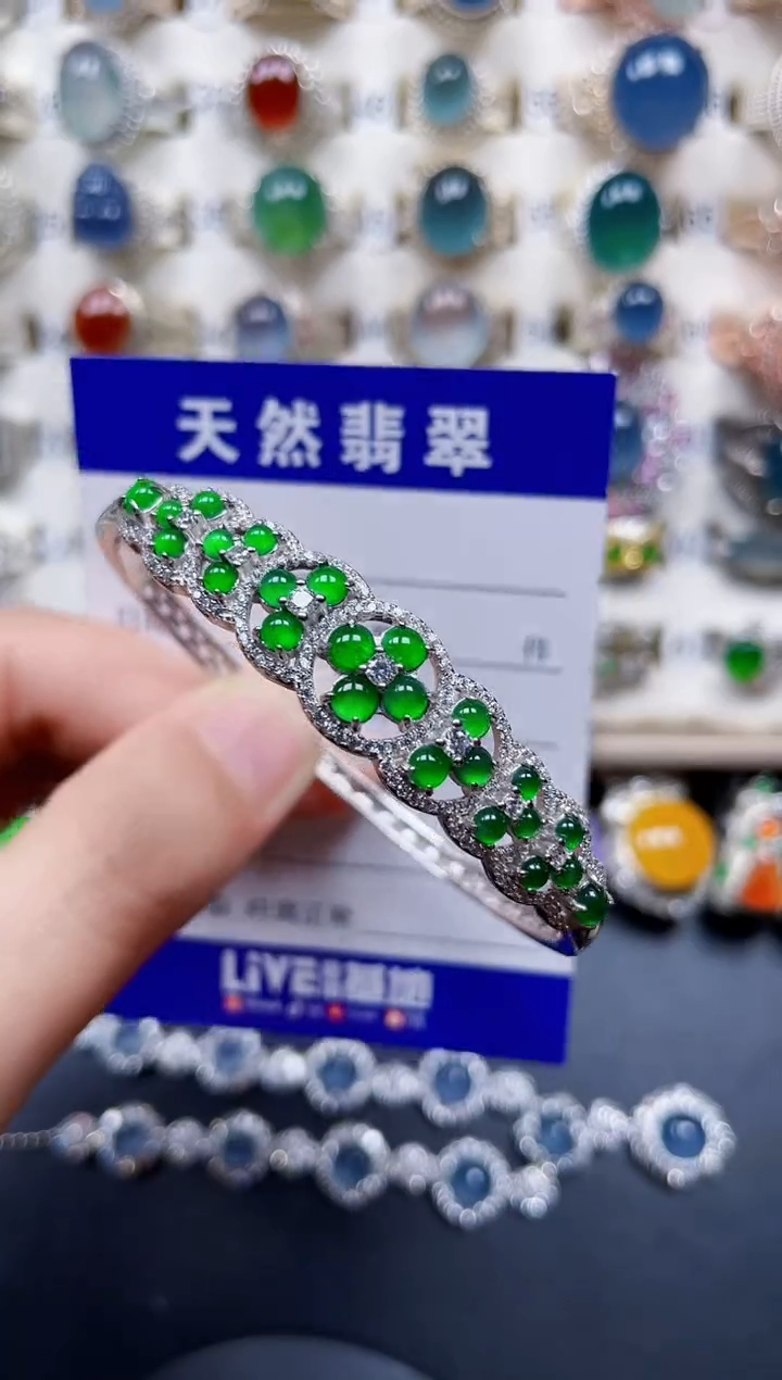 银S925镶嵌手镯翡翠201