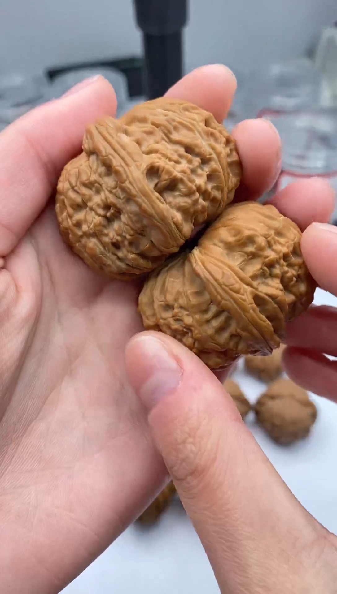 【闪购商品】桃核把件白狮子一对，尺寸39毫米