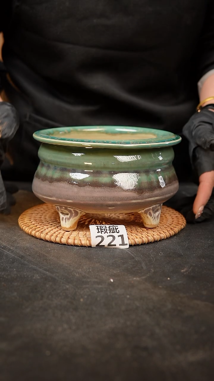 【闪购商品】瓷片221泥泥手工花盆口14高10