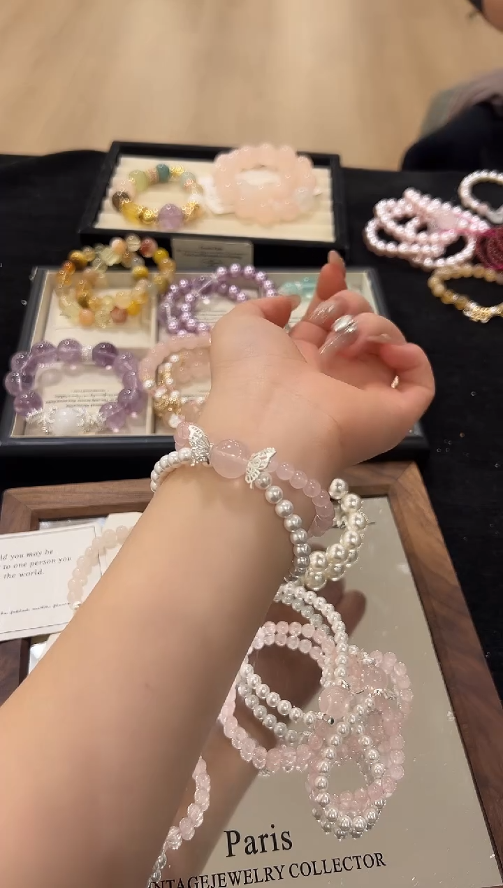 未镶嵌手链水晶粉晶设计款手串