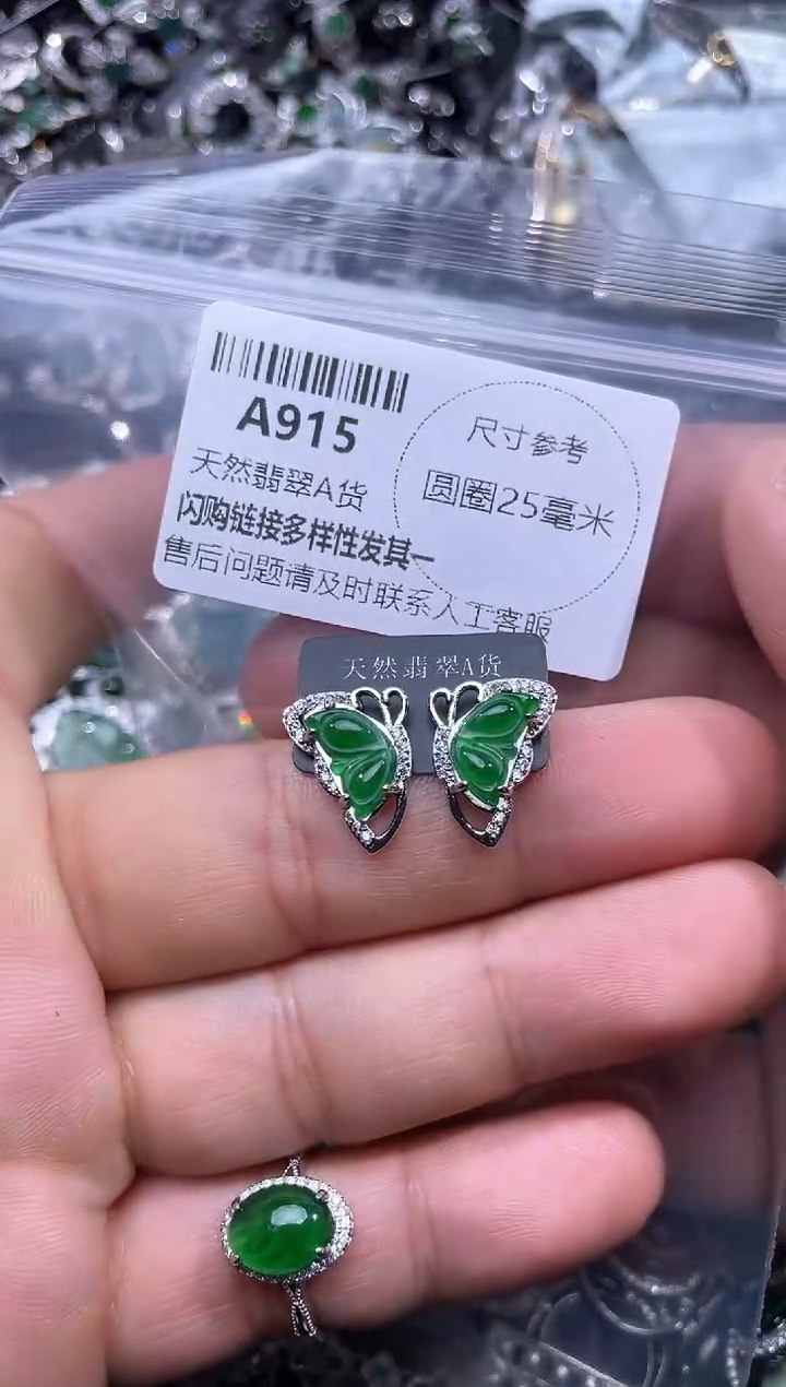 【闪购商品】翡翠颈饰未镶嵌A915耳钉