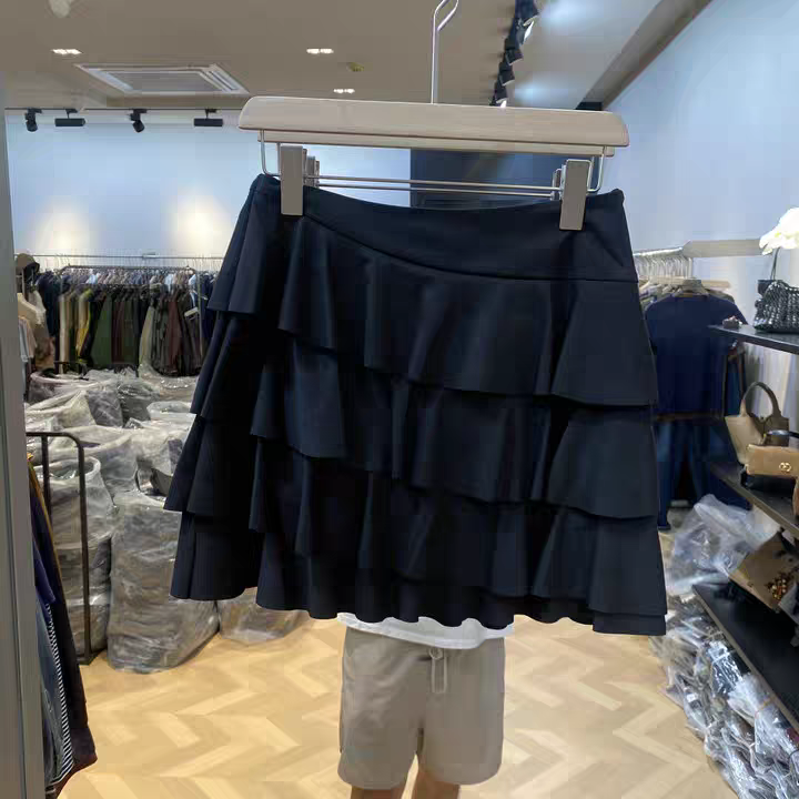 【F-fang】欧洲站2025秋季高腰显瘦层层荷叶边洋气蛋糕短裙13996