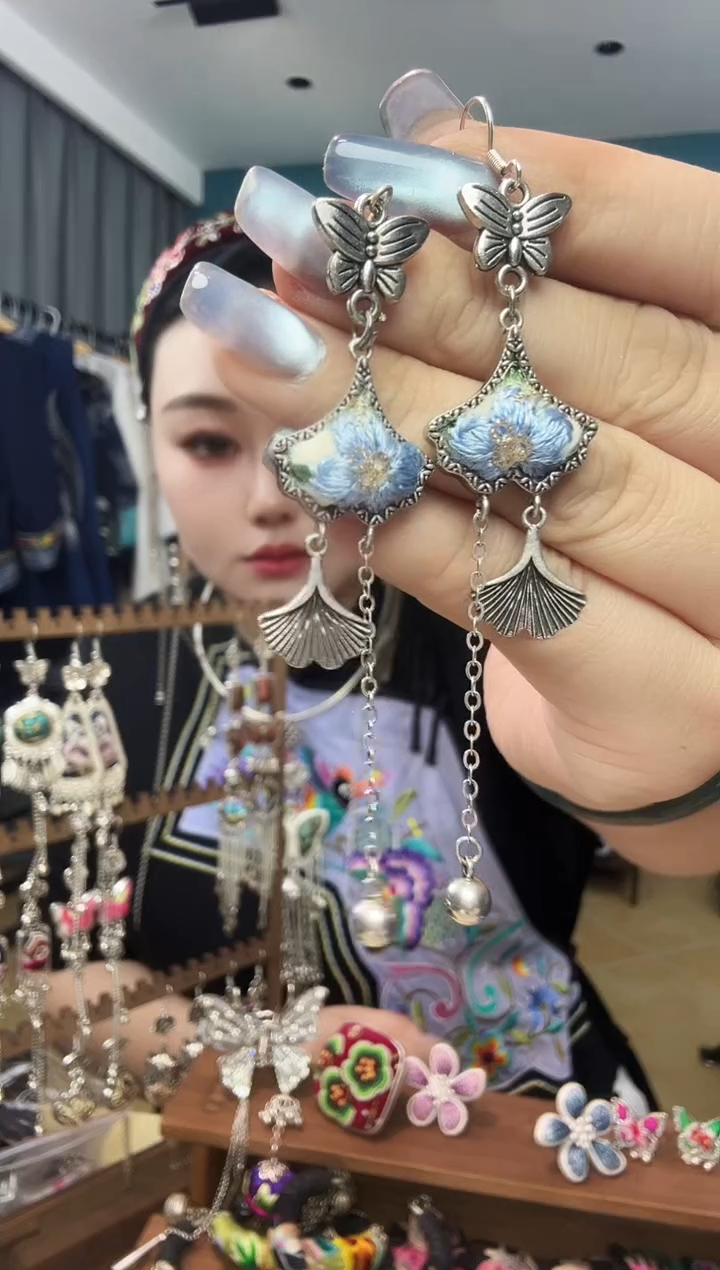 刺绣纯手工民族风刺绣耳环