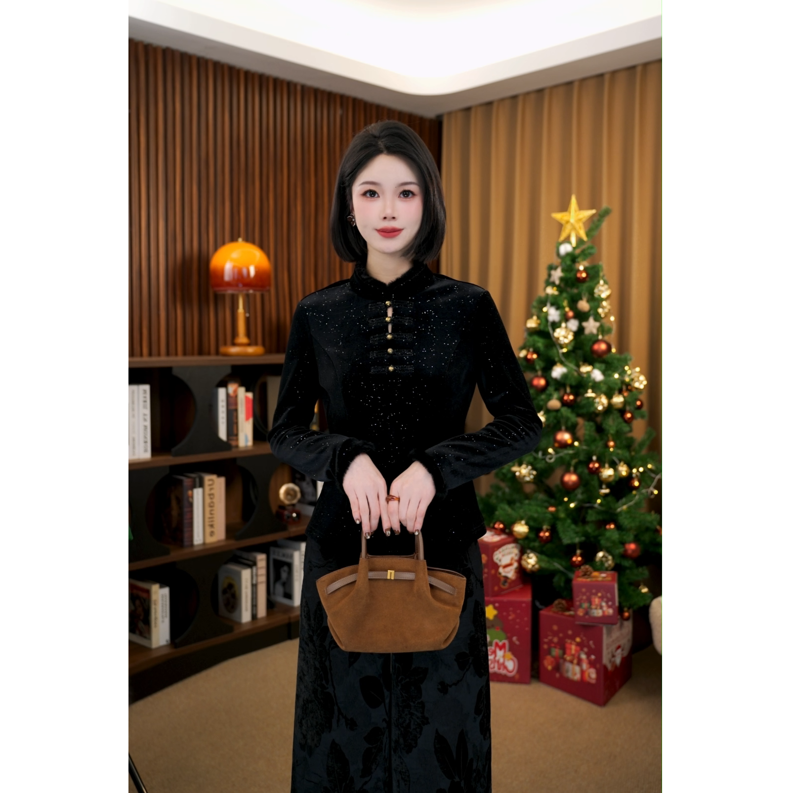 【满天星】新中式国风冬季新款保暖打底衫上衣G9372