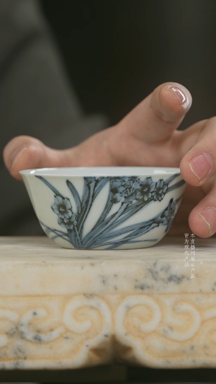 杯子陶瓷柴窑八花水仙鸡缸杯