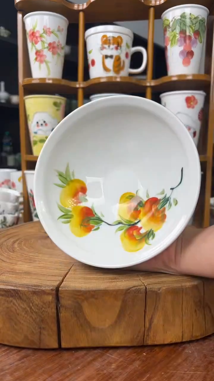 瓷片景德镇手绘釉中彩（食品级）大斗笠碗