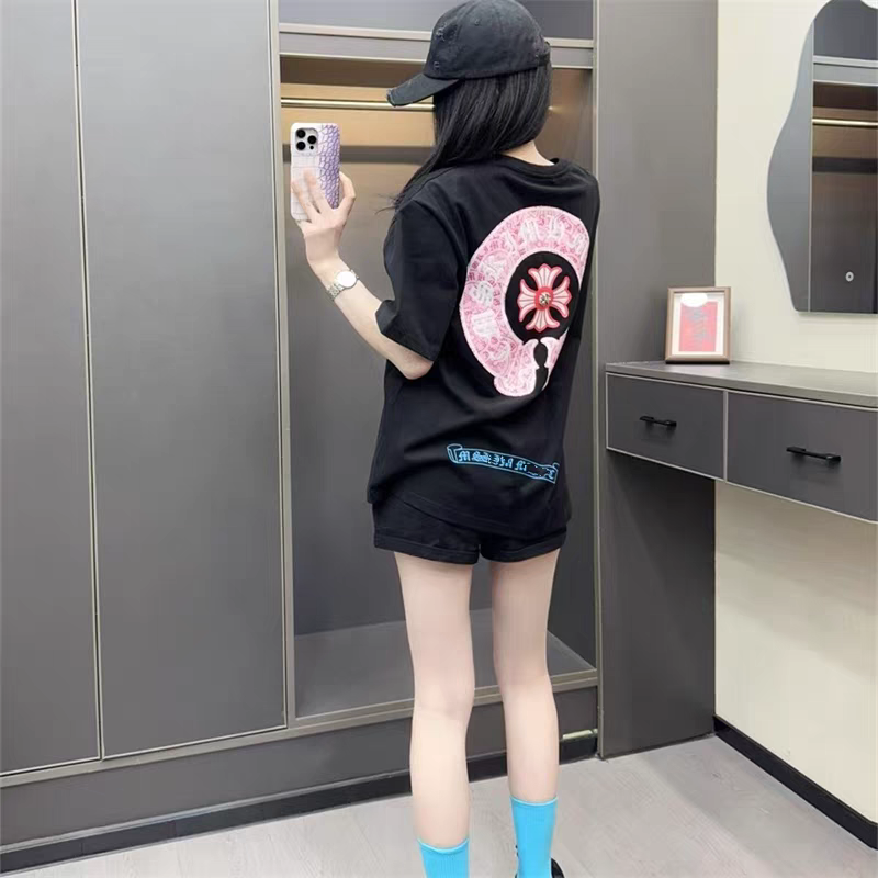 Y重工刺绣男女同款潮牌T恤女宽松手工1818GG