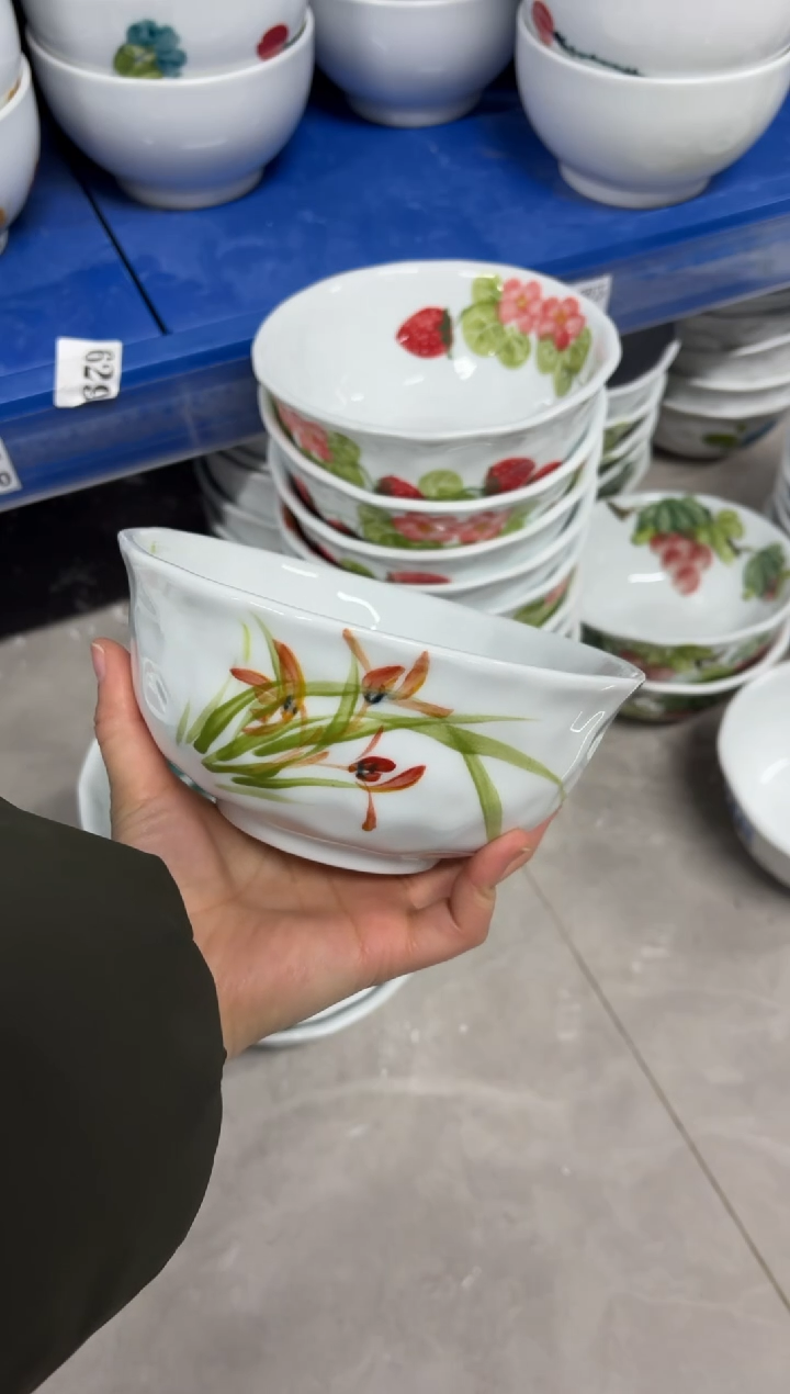 景德镇高温陶瓷食品级手绘釉中彩餐具-捏捏碗