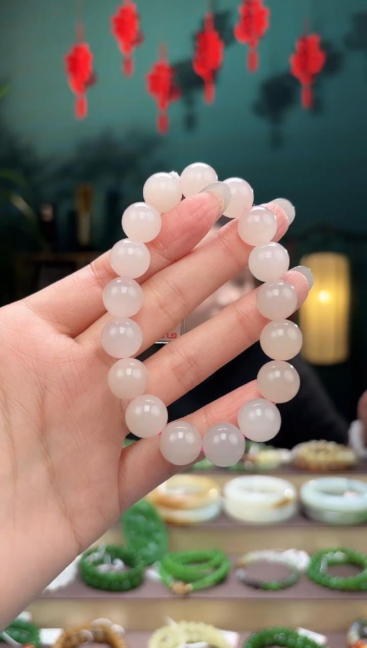 【闪购商品】和田玉手串未镶嵌卡12藕粉手串