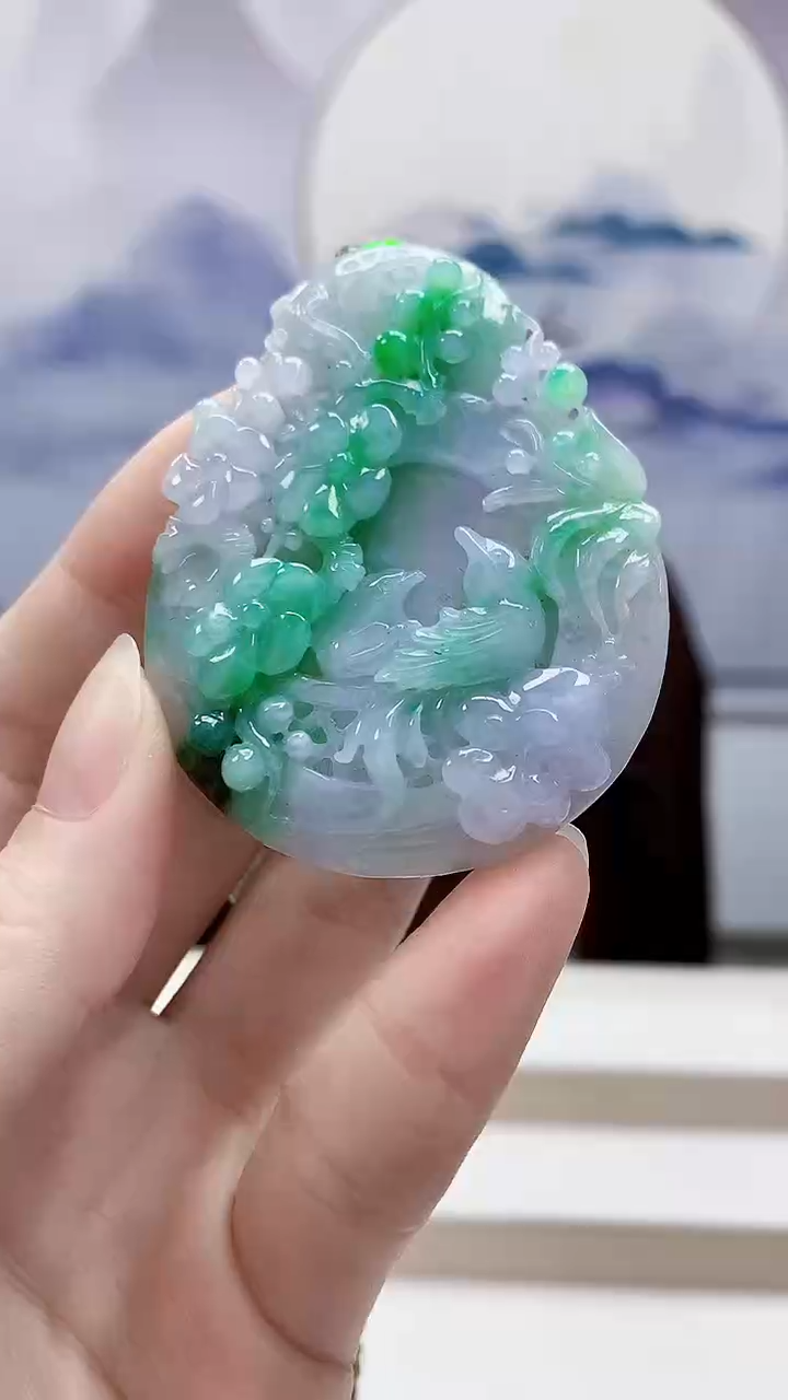 未镶嵌定制翡翠1502ry-毛货挂件30