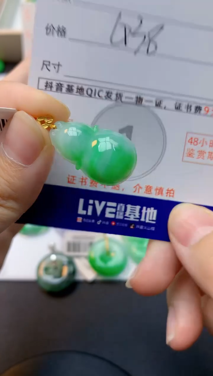 颈饰18K金镶嵌翡翠天然缅甸A货翡翠百元以上9元证书费自理