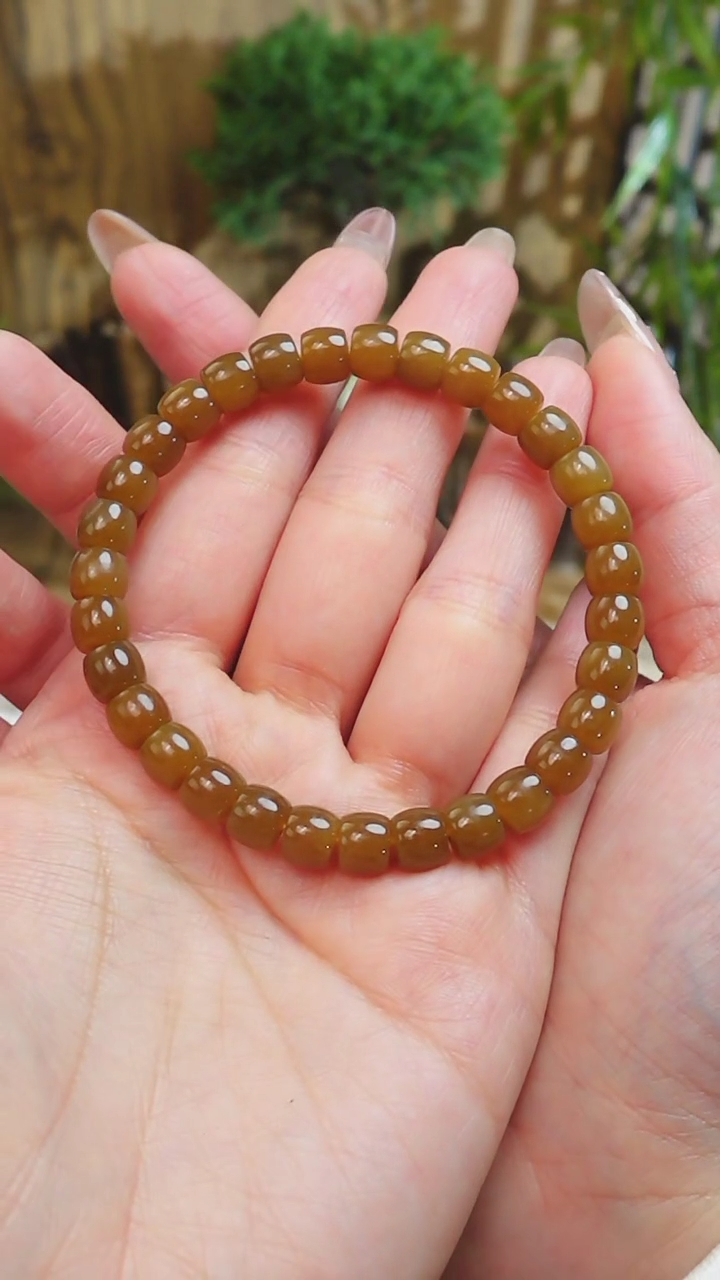【闪购商品】和田玉手串未镶嵌新疆且末糖直切行珠卡7mm