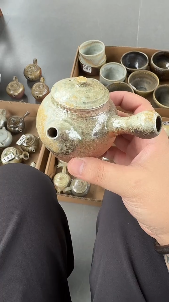 壶752二山陶艺高温裸柴烧侧把茶壶