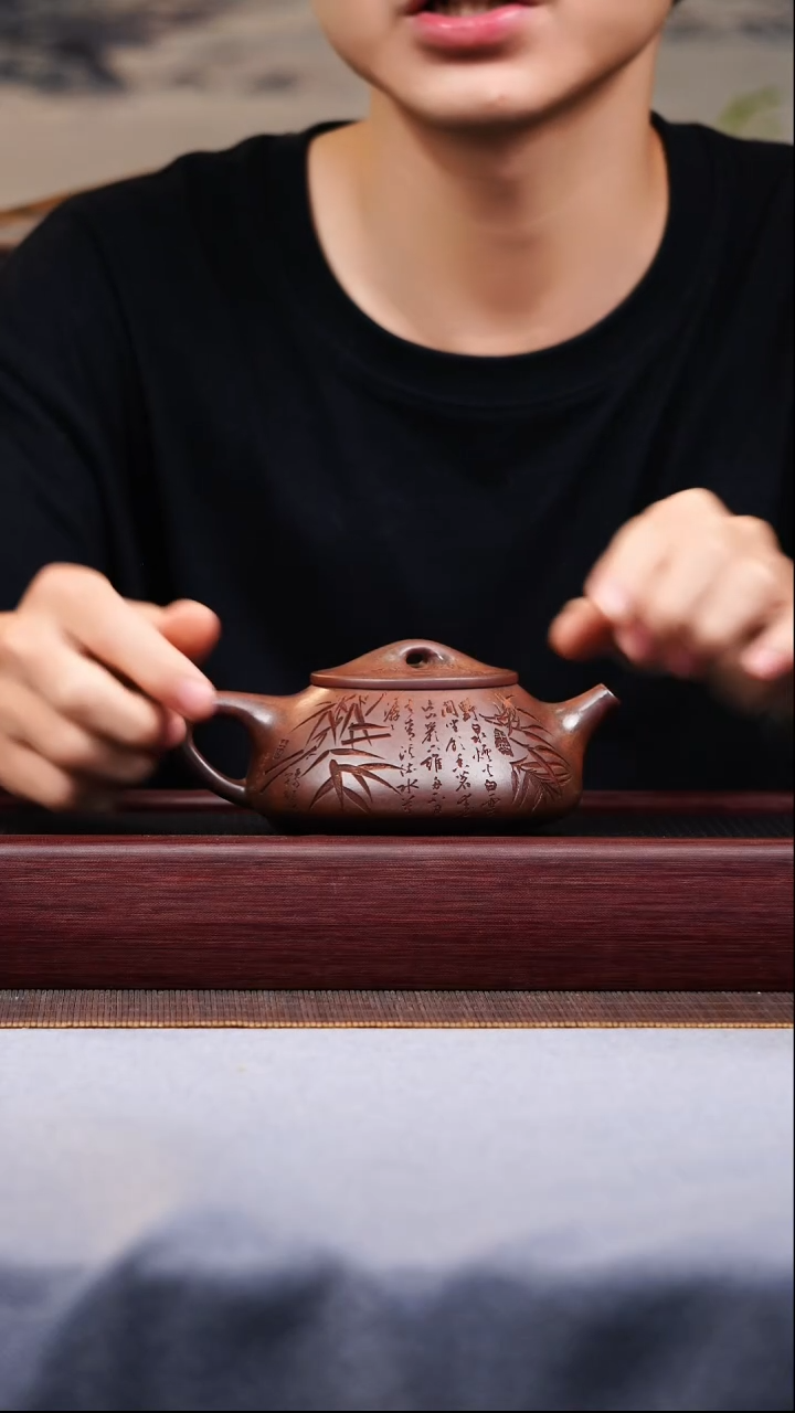 茶壶紫砂宜兴原矿紫砂作品石瓢