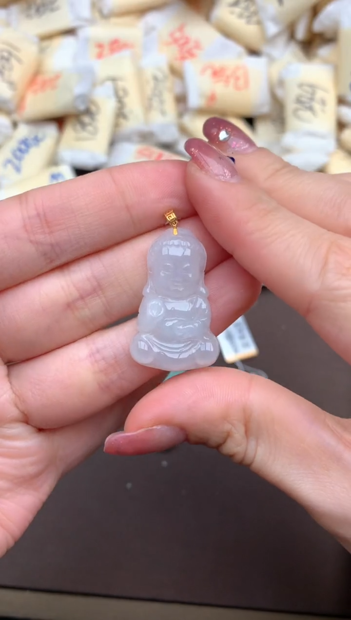 【闪购商品】翡翠挂件18K金镶嵌一