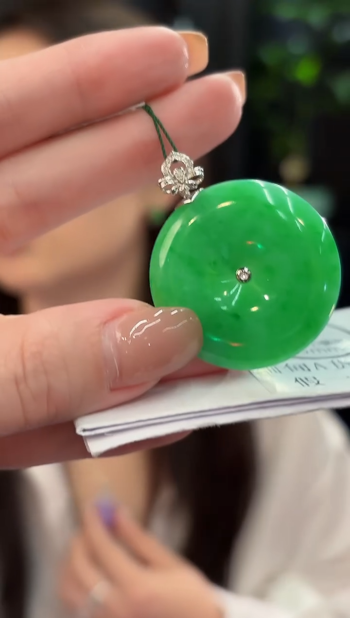 吊坠(不含链)18K金镶嵌翡翠 缅甸A货/支持复检/一件