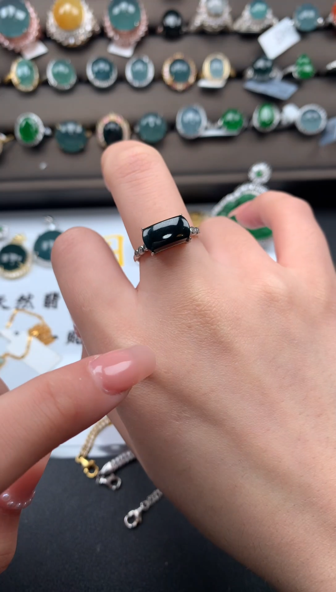 【闪购商品】翡翠戒指银S925镶嵌4124