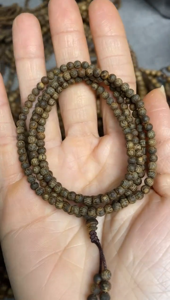 沉香手串沉水海南老料03圆珠多圈手串多样性发一