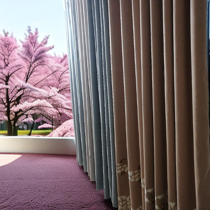 成品窗帘地毯羊绒棉料刺绣漂亮花客卧两用美丽大气经济实惠