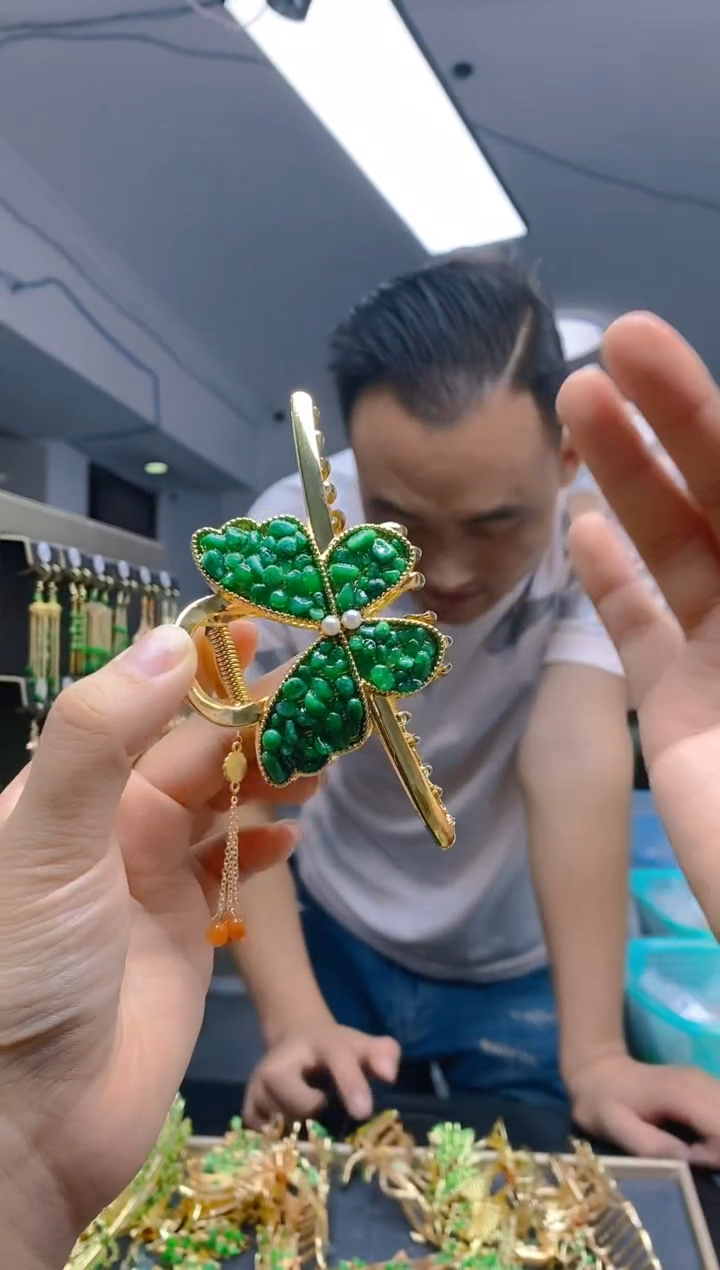 【闪购商品】翡翠耳饰合金0357翡翠发簪