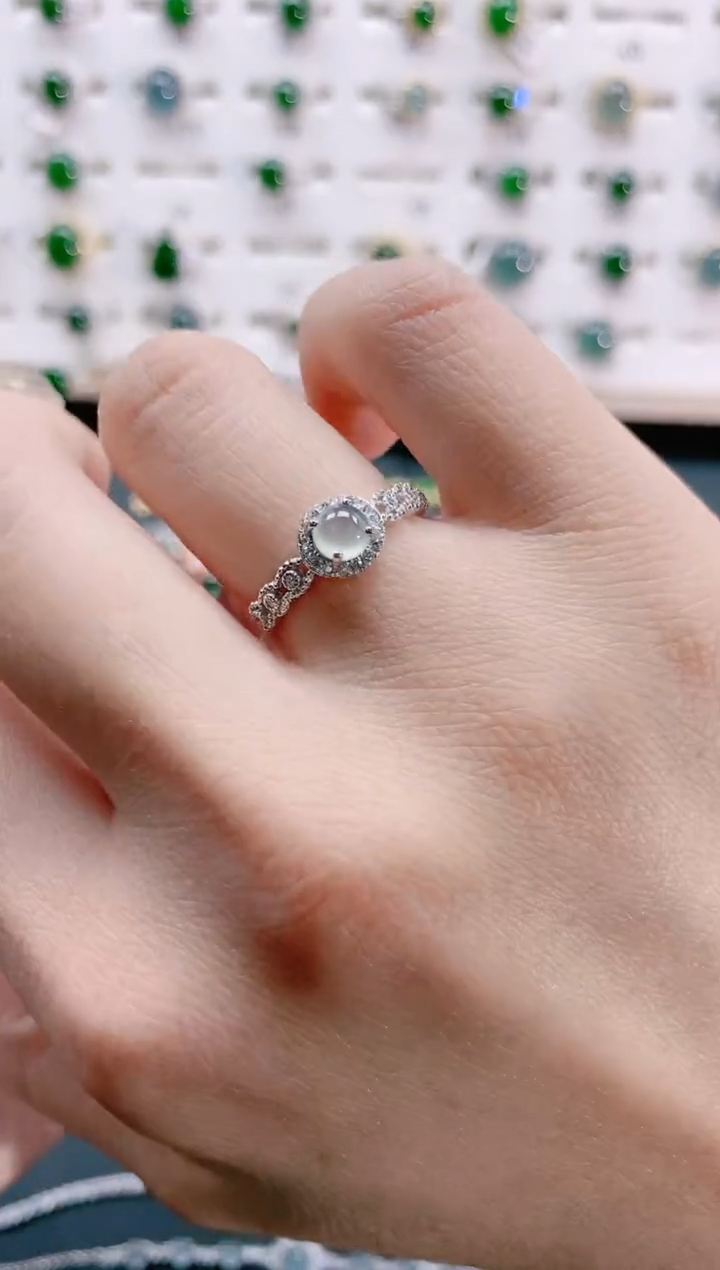 【闪购商品】翡翠戒指银S925镶嵌天然翡翠