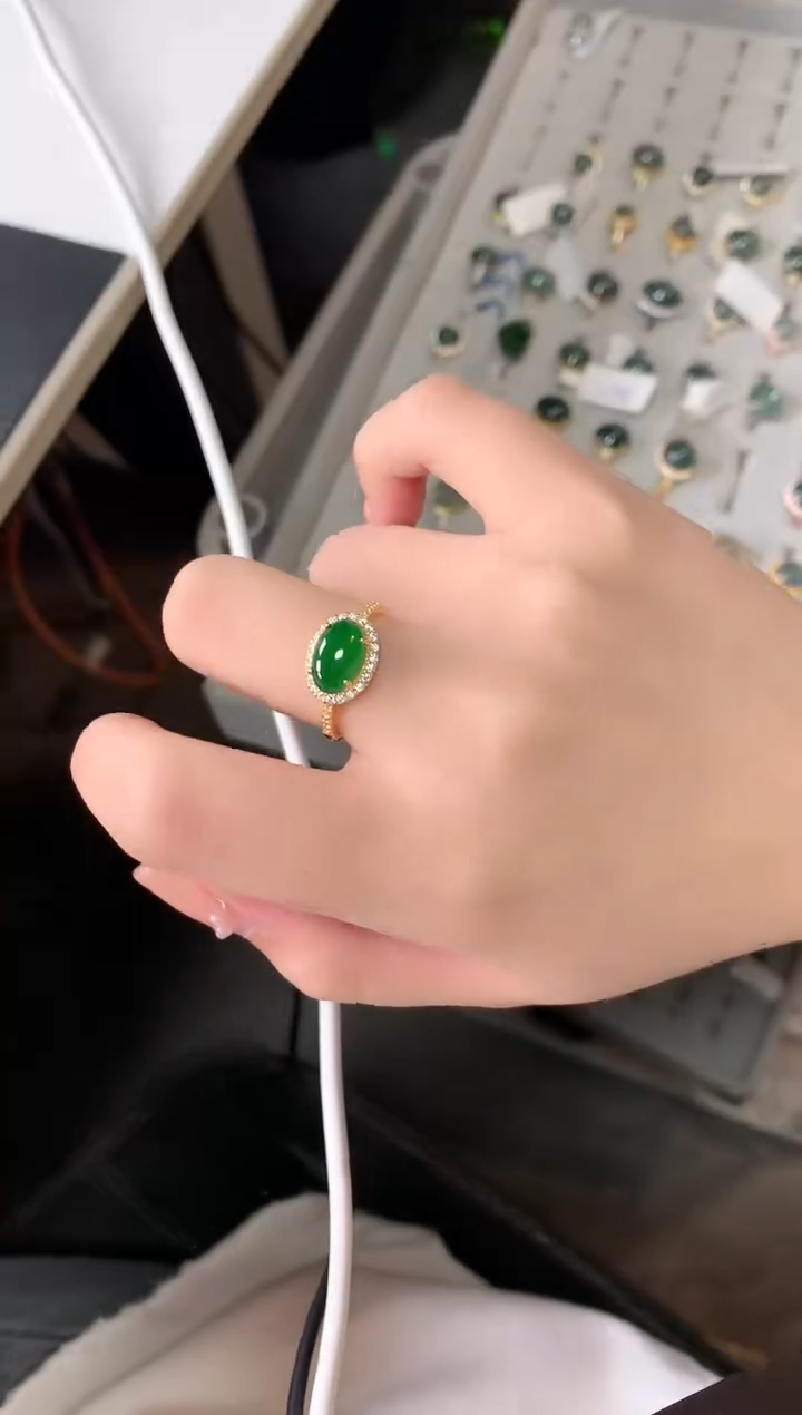 【闪购商品】翡翠戒指银S925镶嵌52141