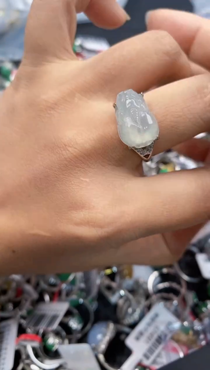 银S925镶嵌戒指翡翠222---10